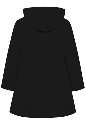 Betusline Girl's Hoodie Trench Coat, Single Breasted Windbreaker Hoodie Jacket Dress Outerwear for Girl, Black, 7-8 Years = Tag 140 - Image 5