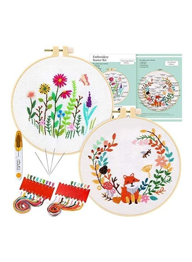 نيبمينينت طقم تطريز مُصمم بنمط حيوانات وزهور للمبتدئين مُكون من قطعتين