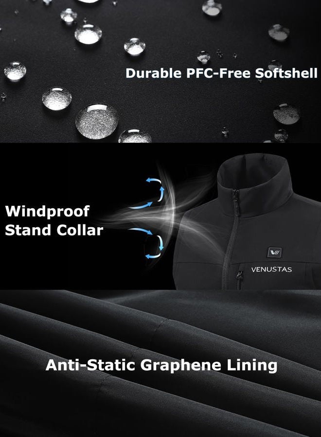 Venustas Softshell Heated Vest for Men, 10 Hrs Runtime, Electric Heating Soft Shell Golf Vest, lightweight windproof golf vest - Image 4