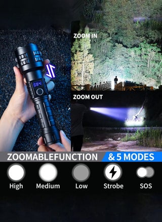 Flashlight Rechargeable Torch Light, 20000 Lumens Flash Light Led flashlights Tactical, XHM77.2 Led Torch Light High Power, USB Handheld Powerful Torches for Camping Hiking Emergency - view 3