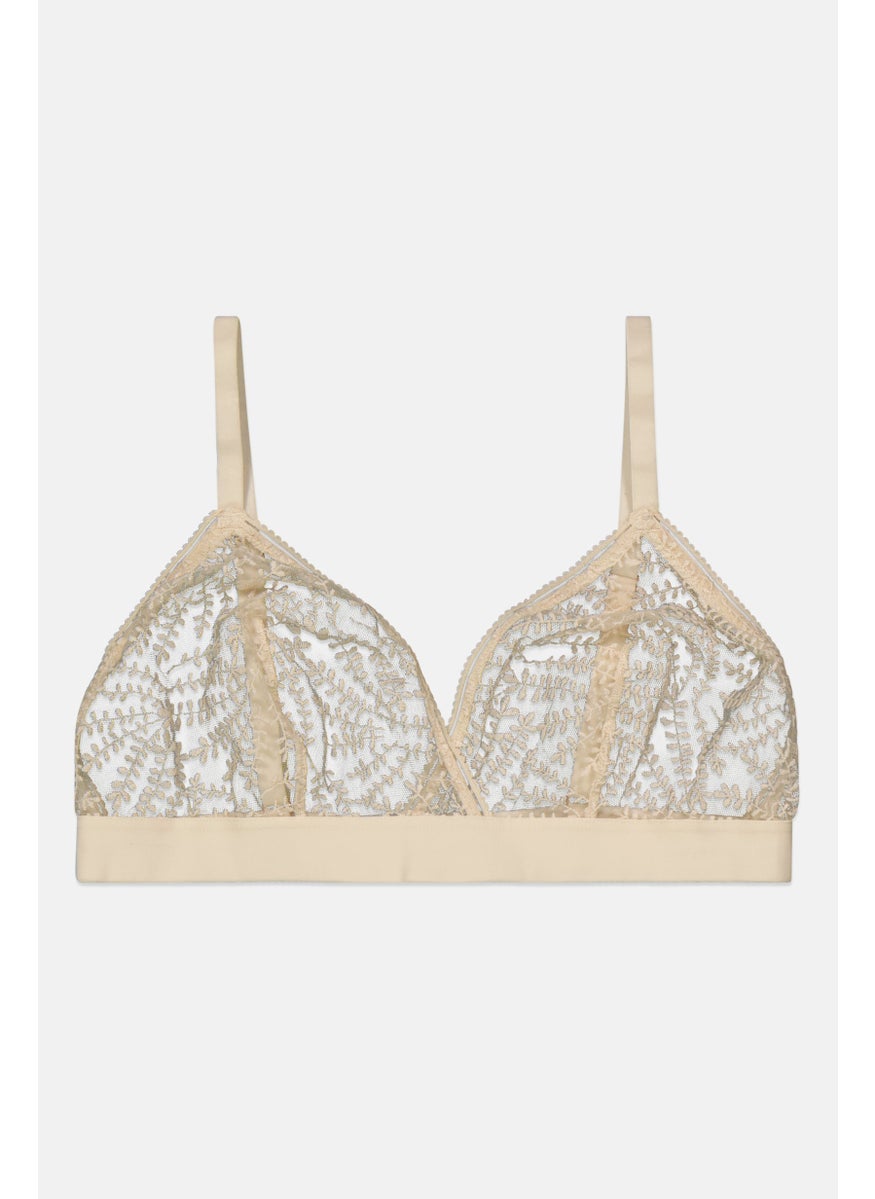 Etam Women Non Padded Lace Bra, Off White  - Image 1
