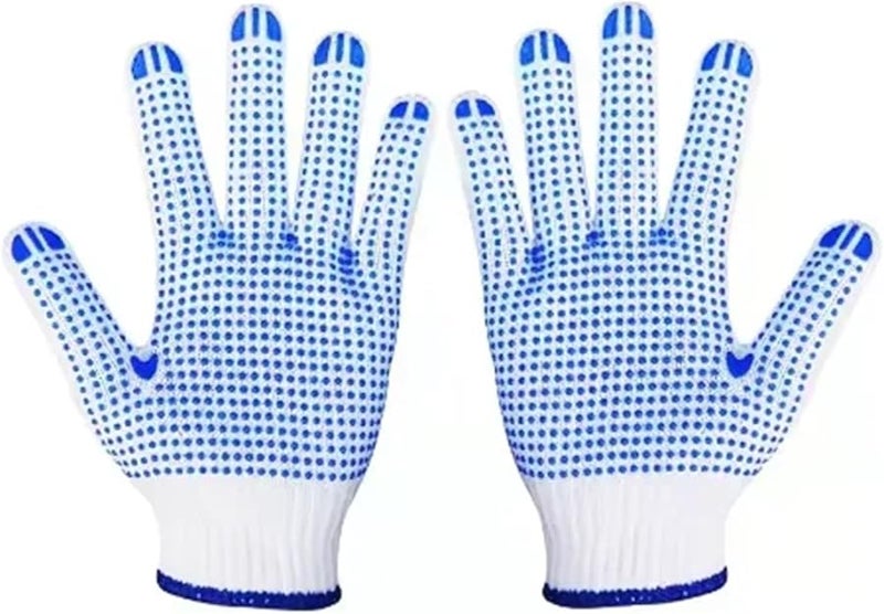 6 أزواج من قفازات العمل القطنية الزرقاء بمقاومة الانزلاق للبستنة - Image 3