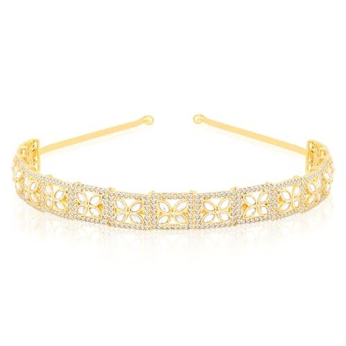 Peora Gold Plated White Kundan Studded Fancy Hair Band Ethnic Fashion Jewellery Gift for Girls & Women - Image 3
