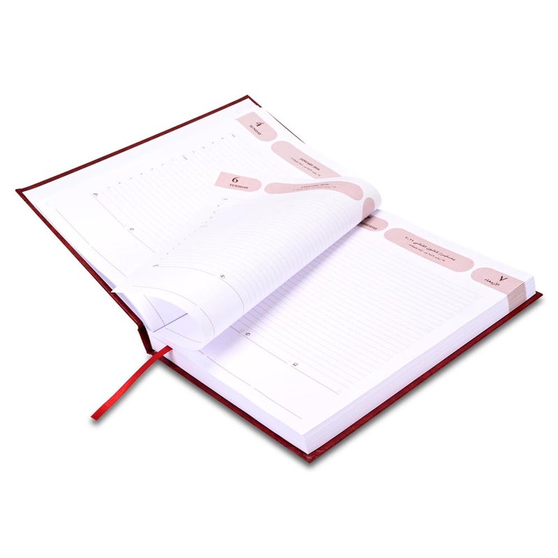 FIS 2026 Agenda Diary, 170x240mm Size, 1 Side Padded Vinyl Cover, 1 Day a Page Format, Arabic/English, 60gsm White Paper, Maroon Cover-FSDI75AEVN26MR - Image 4