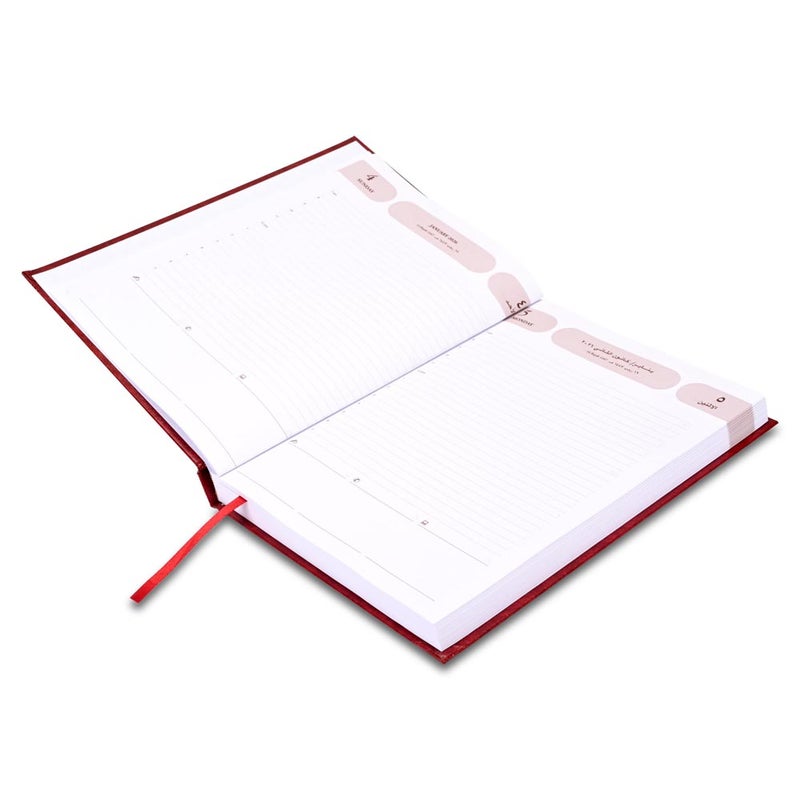 FIS 2026 Agenda Diary, 170x240mm Size, 1 Side Padded Vinyl Cover, 1 Day a Page Format, Arabic/English, 60gsm White Paper, Maroon Cover-FSDI75AEVN26MR - Image 3