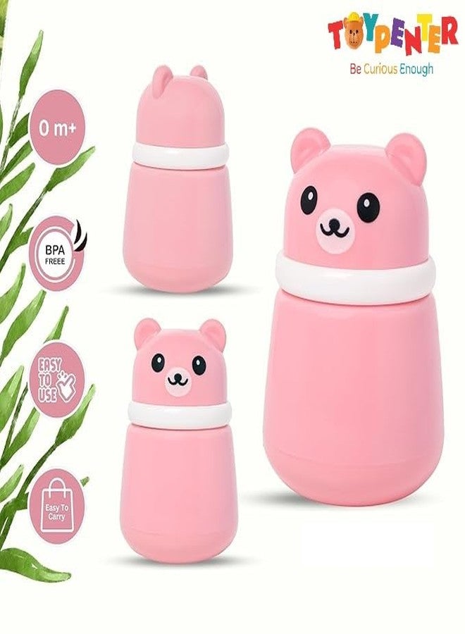 TOYPENTER بودرة أطفال محمولة للعناية ببشرة الأطفال من TOYPENTER مع علبة لحفظها، مناسبة لوجه وجسم الأطفال حديثي الولادة (لون وردي) - Image 4