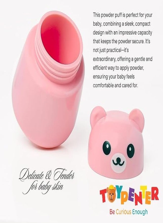 TOYPENTER بودرة أطفال محمولة للعناية ببشرة الأطفال من TOYPENTER مع علبة لحفظها، مناسبة لوجه وجسم الأطفال حديثي الولادة (لون وردي) - Image 2