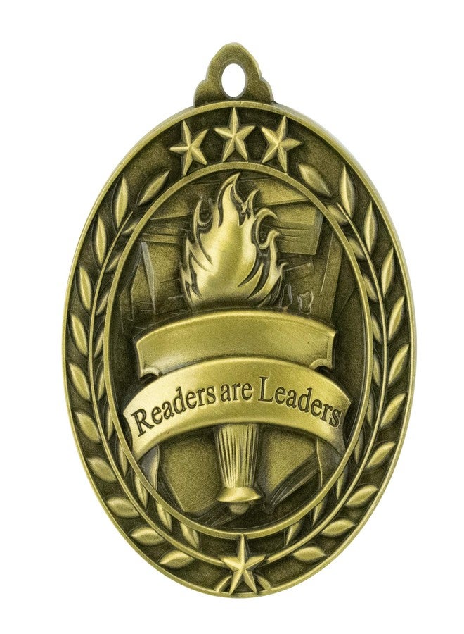 Express Medals 10 Pack Readers are Leaders Gold Medals Trophy Award with Neck Ribbons WAMG-997 - Image 2