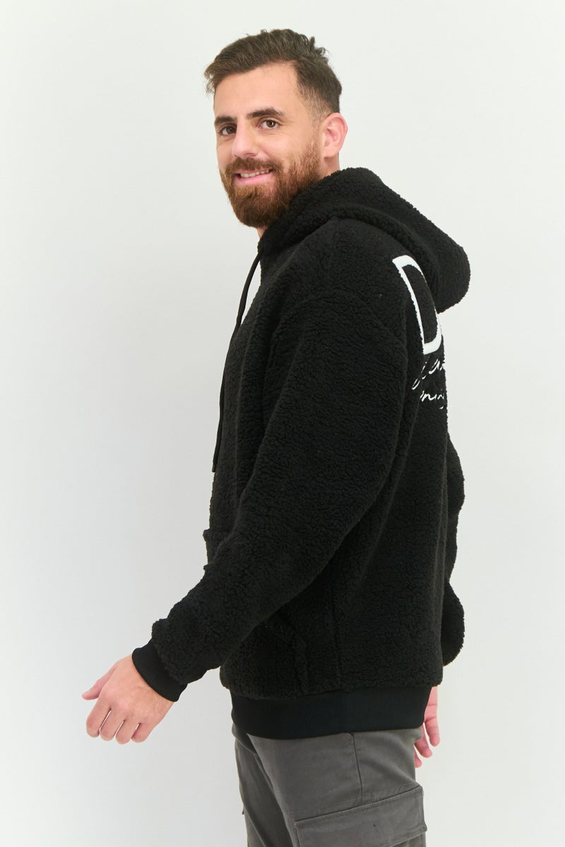 Asos Design Men Oversized Hooded Textured Long Sleeve Sweatshirt, Black - Image 2