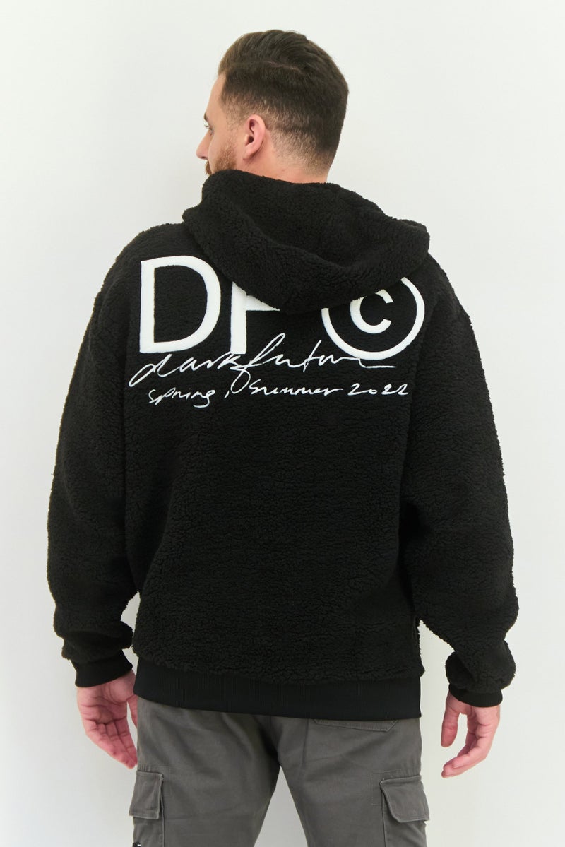 Asos Design Men Oversized Hooded Textured Long Sleeve Sweatshirt, Black - Image 4