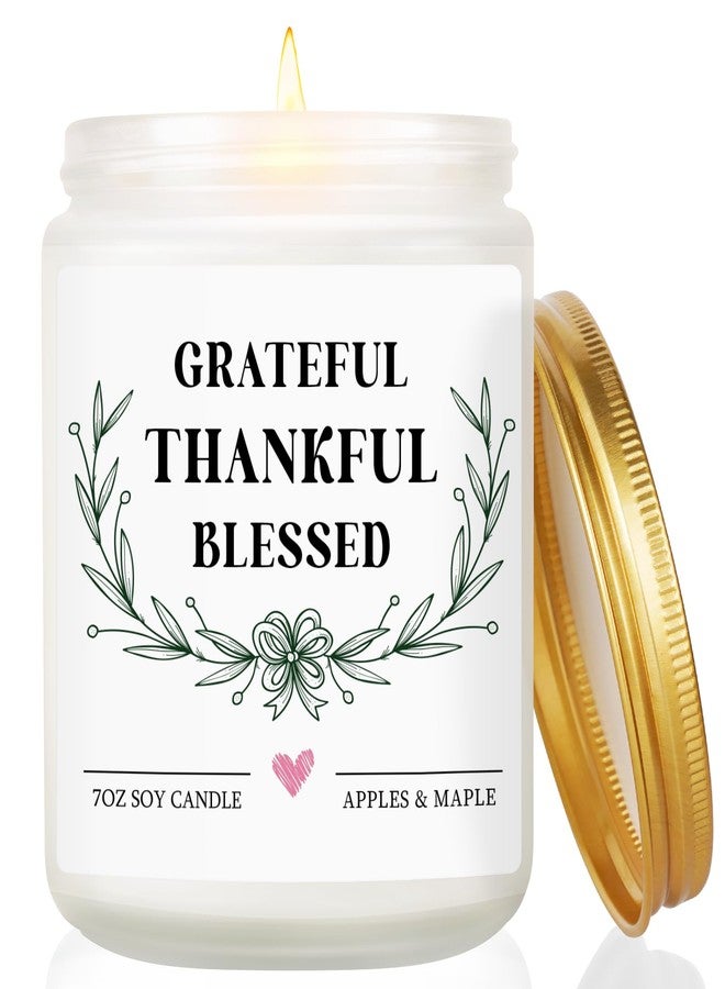 Hakumata Gifts for Women Men, Grateful Thankful Blessed Candle Gift - Apple Maple Scented, Thanksgiving Housewarming Gifts for Hostess Friend, Christian Gift for Women, Fall Decorations for Home - Image 1