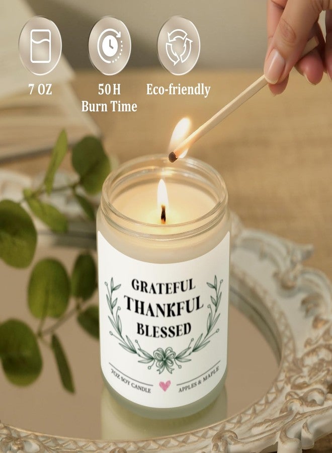 Hakumata Gifts for Women Men, Grateful Thankful Blessed Candle Gift - Apple Maple Scented, Thanksgiving Housewarming Gifts for Hostess Friend, Christian Gift for Women, Fall Decorations for Home - Image 5