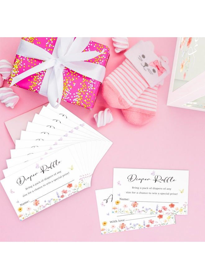 QISOLIY 50 Pieces Diaper Raffle Tickets with Box Baby Shower Game Invitations Diaper Raffle Cards Diaper Raffle Box Set for Baby Shower Gender Reveal Party Supplies Card Box (Clear Flower White) - Image 5