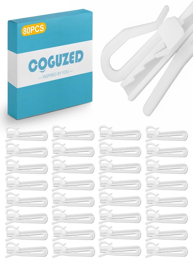 CoguZed 80-Piece Adjustable Plastic Pinch Pleat Curtain Hooks - Ratchet-System Pleat Hooks for Drapes, Windows, Doors & Shower Curtains - Image 1