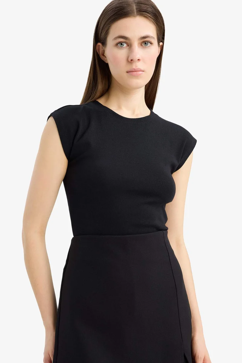 DeFacto Slim Fit Crew Neck Basic Modal T-Shirt