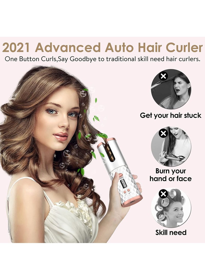 مكواة تجعيد الشعر الأوتوماتيكية، مكواة تجعيد شعر لاسلكية مع 6 درجات حرارة، 11 مؤقتًا وشاشة LCD، عصا تجعيد سيراميك قابلة للشحن، مكواة موجات الشاطئ السريعة التسخين لتصفيف الشعر - Image 2