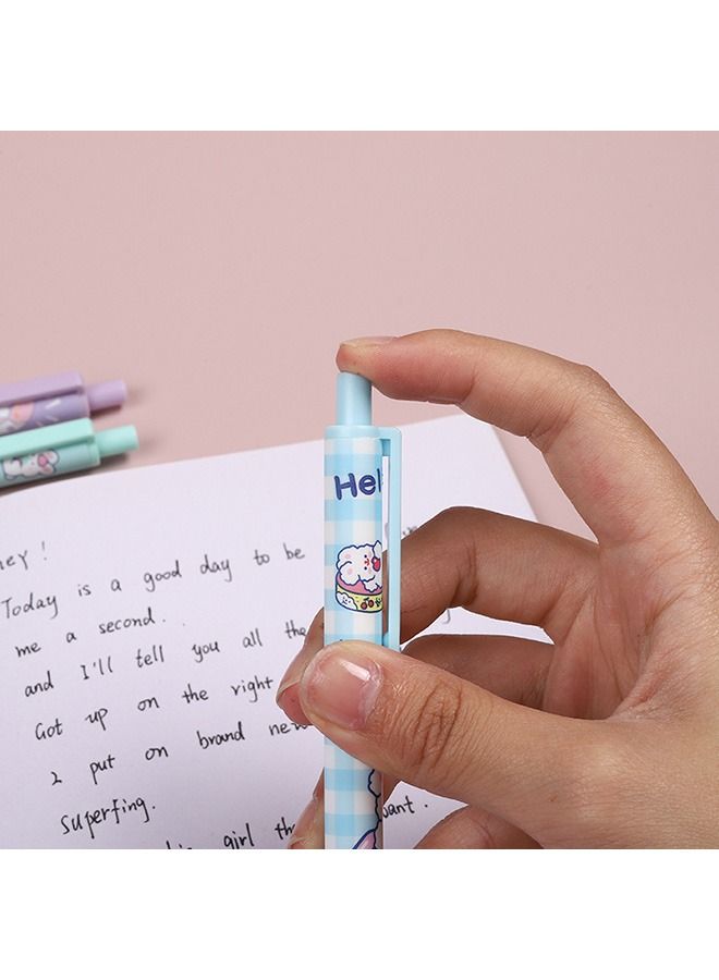 Gel Ink Pen, 6 Pcs Retractable Gel Pen, Black Ink, 0.5mm Pens Fun Space Aesthetic Pens for Office School Kids Writing Journaling Supplies, Kawaii Pressing Gel Pen (Cartoon Rabbit) - Image 4