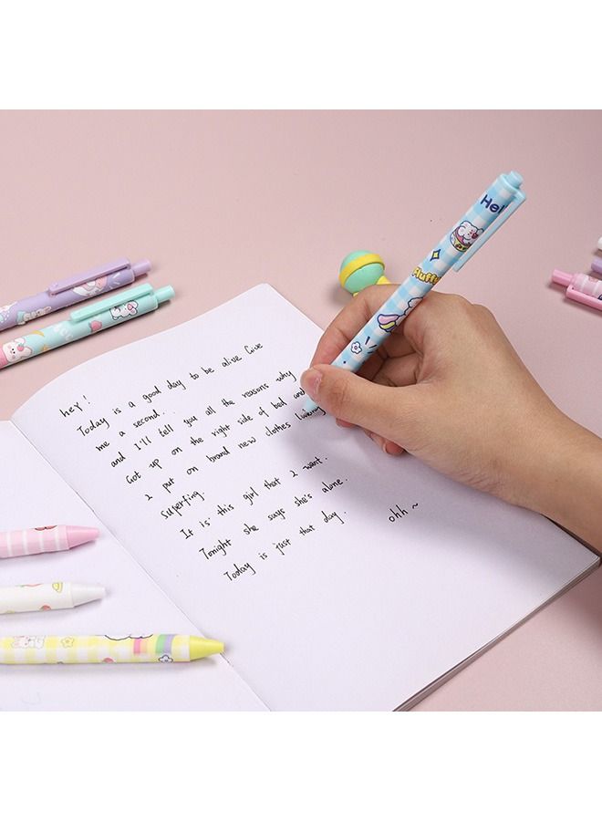 Gel Ink Pen, 6 Pcs Retractable Gel Pen, Black Ink, 0.5mm Pens Fun Space Aesthetic Pens for Office School Kids Writing Journaling Supplies, Kawaii Pressing Gel Pen (Cartoon Rabbit) - Image 5