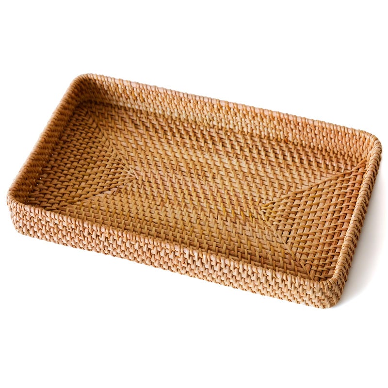 Wicker Storage Basket Rattan Tray Rectangular for Bathroom Living Room Decorative Serving Woven Trays Wicker Baskets for Organizing Woven Seagrass Tray for Storage Home Decor L146  91