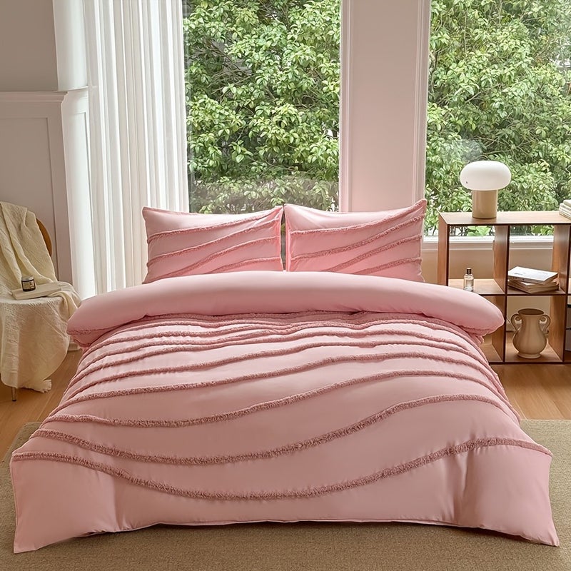 3pcs Set (1pc Duvet Cover And 2pcs Pillowcases, No Core), 3D Plush Line Design Aesthetic Duvet Cover Set, Soft And Comfortable Bedding, Suitable for Women, Men, And Friends As a Home Gift, Multiple Sizes And Colors, All Seasons - Image 4