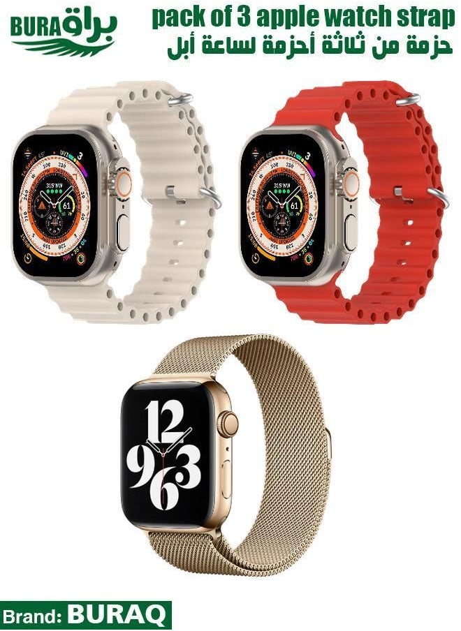 BURAQ - Apple Watch Band Strap For Apple Watch Ultra 2/Ultra 49mm, Series 10 46mm, 9/8/7 45mm, SE2/SE/6/5/4 44mm, 3/2/1 42mm - Image 1