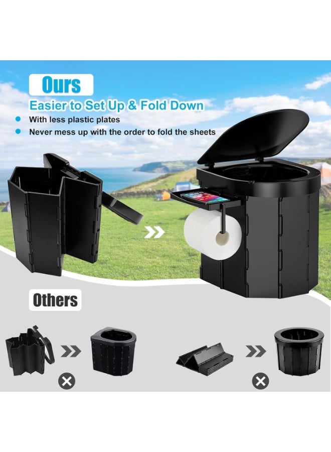 بلو فاير مرحاض تواليت مخيم قابل للطي مطوّر مع مقعد مريح ورف هاتف | مرحاض محمول للكبار | مصنوع من بلاستيك ABS متين يتحمل 400 رطل | سلة نفايات 6 لتر قابلة للغسل | حامل مدمج لورق التواليت وغطاء | مرحاض سفر مضغوط للكرفانات والاستخدام الخارجي والداخلي في الطوارئ والمشي لمسافات طويلة والمهرجانات والرحلات البرية | يشمل 12 كيس نفايات إضافي وحقيبة تخزين مقاومة للماء - Image 3