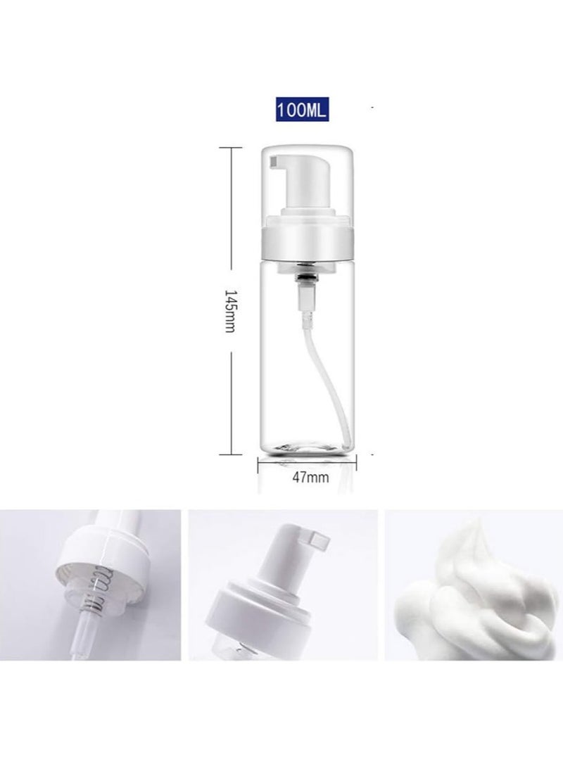 GUDOO 100ML Empty Bottle Travel Soap Bottle, Mini Plastic Foam Dispenser Bottle Foaming Soap Pump Dispenser & BPA Free for Travel Cleaning Cosmetics Packaging  4 Pcs  - Image 2