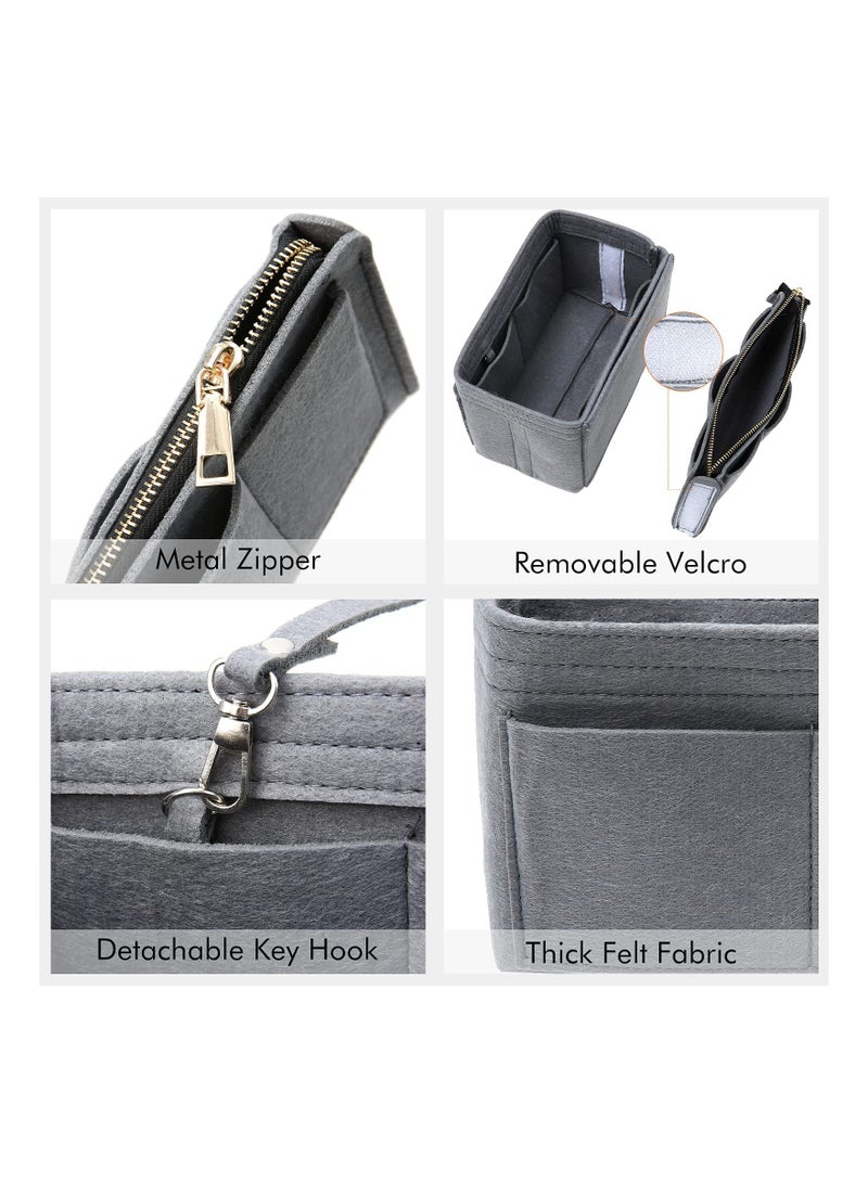 Purse Organizer Insert for Handbags Felt Bag Tote Shaper With Zippers Thicken and Portable Handbag in Speedy Neverfull Grey - Image 4