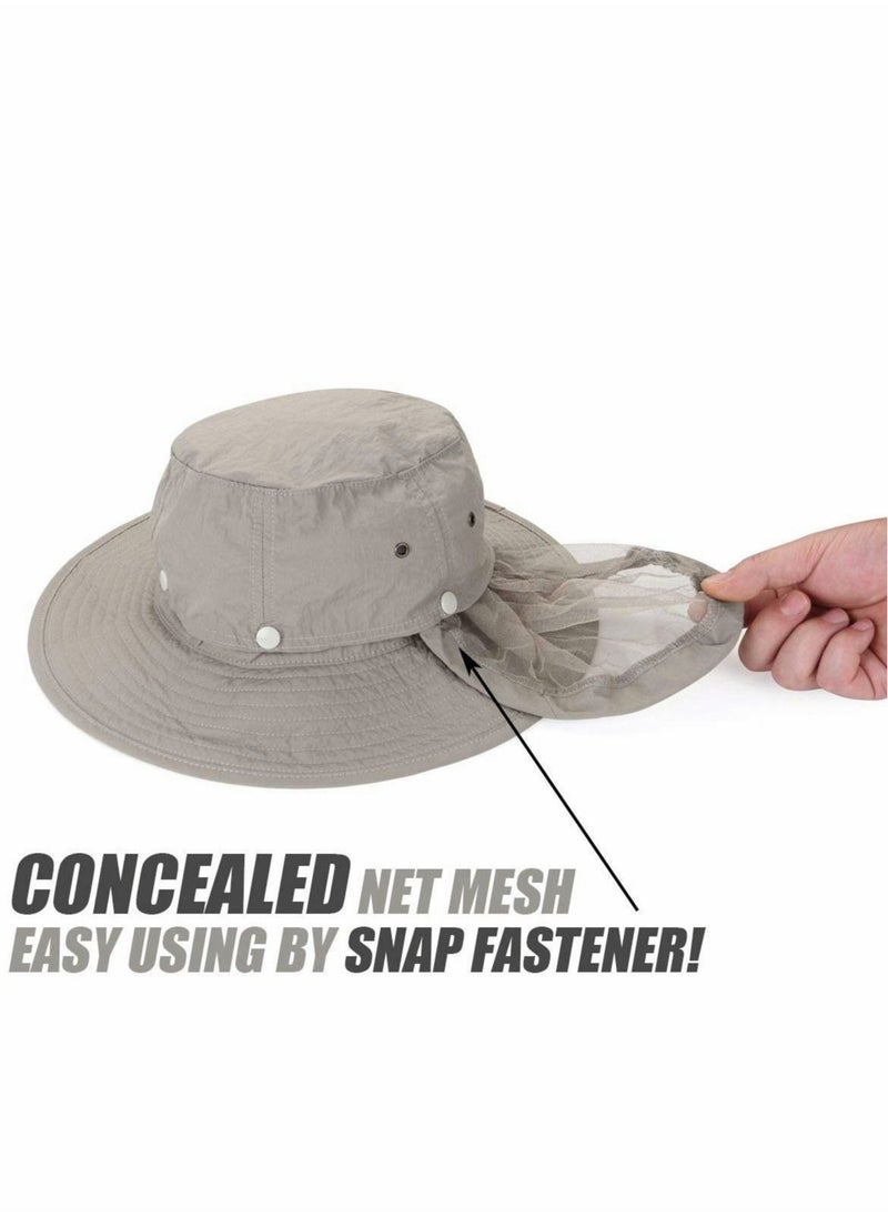 Generic - Head Net Hat, 50+ UPF Protection Safari Hat with Removable Mesh Hidden Netting - Image 1