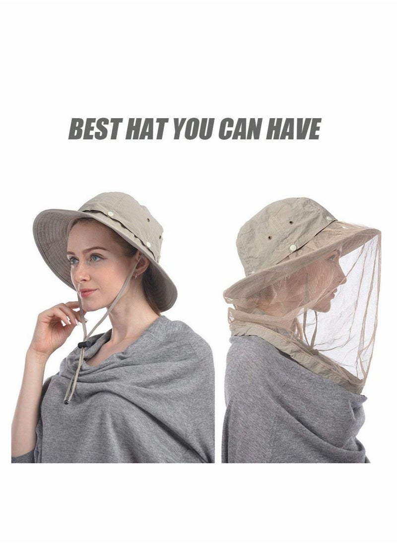 Generic - Head Net Hat, 50+ UPF Protection Safari Hat with Removable Mesh Hidden Netting - Image 1