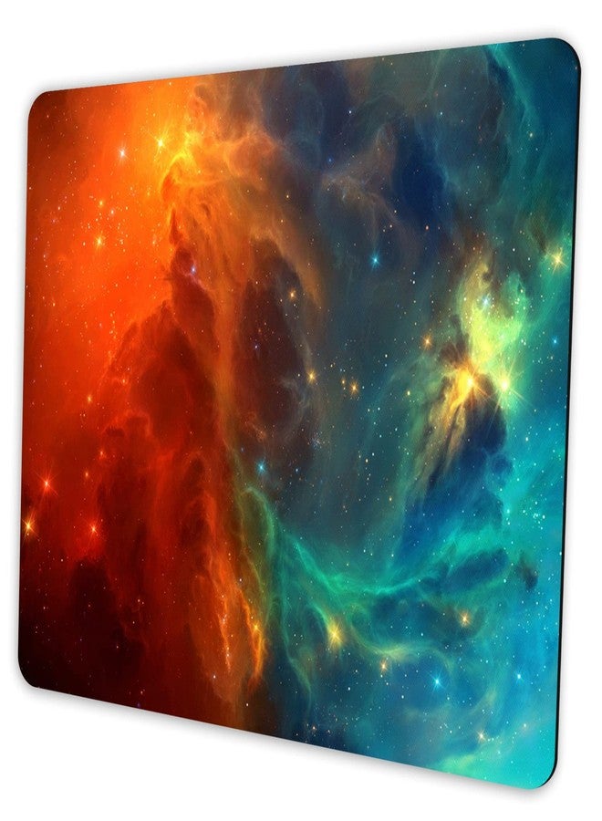 SHALYSONG Galaxy Mouse pad, Orange and Cyan Nebula Mouse Pads Office Computer Mousepad, Non-Slip Washable Small Mouse mat 9.5 X 7.9 inch - Image 1