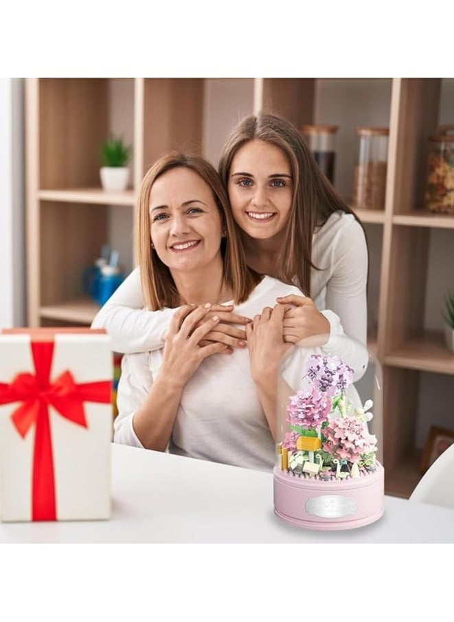 Toys & Child - Carnation Bouquet Building Kit, 624 Pcs Mini Bricks Building Blocks Plant Series with Rotating Music Box & Dust Cover, DIY Home Decor Artificial Flower Toys, Girls Boys Adults - Image 1