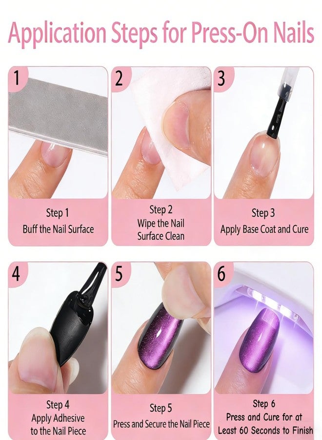 ROKHEVN Red Cat Eye Press on Nails Medium Almond Fake Nails Solid Color Design Stick on Nails Bling Glitter False Nails Glossy Acrylic Glue on Nails for Women Nails Art Decoration 30pcs - Image 5