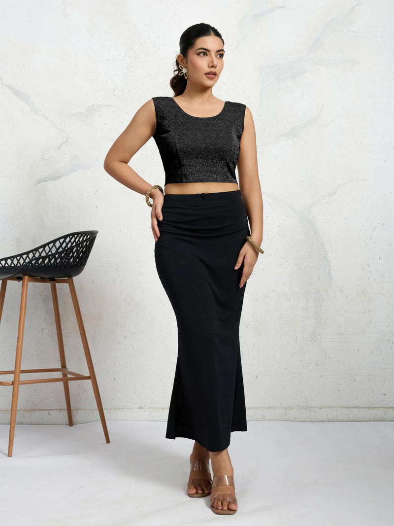 TRENDMALLS Women's Polyester Elastane Zari Stretchable Sleeveless Ready to Wear Blouse for Women (B07-Black-M) - Image 5