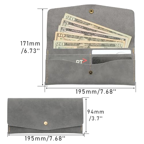NatSumeBasics Grey Money Wallet Faux Leather Budget Money Dollar Bill Receipt Coupon Cash Holder Credit Card Organizer for Women and Men (Grey) - Image 3