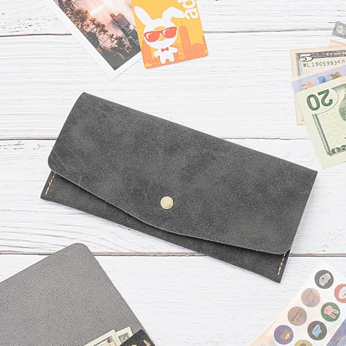 NatSumeBasics Grey Money Wallet Faux Leather Budget Money Dollar Bill Receipt Coupon Cash Holder Credit Card Organizer for Women and Men (Grey) - Image 4