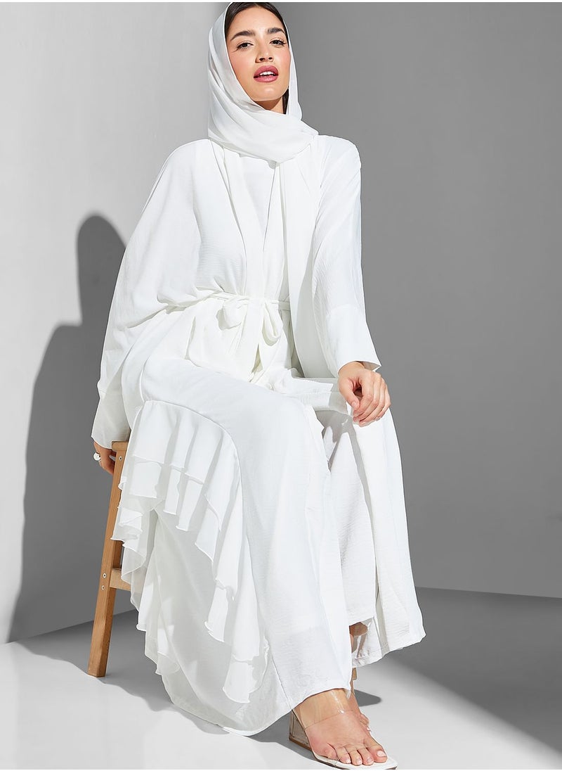 Namshi x Modanisa - Ruffle Tie Detail Abaya - Image 1