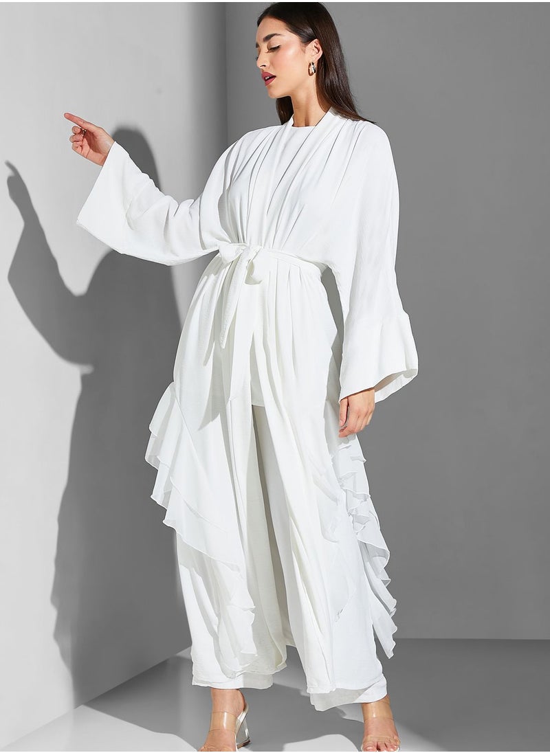 Namshi x Modanisa - Ruffle Tie Detail Abaya - Image 1
