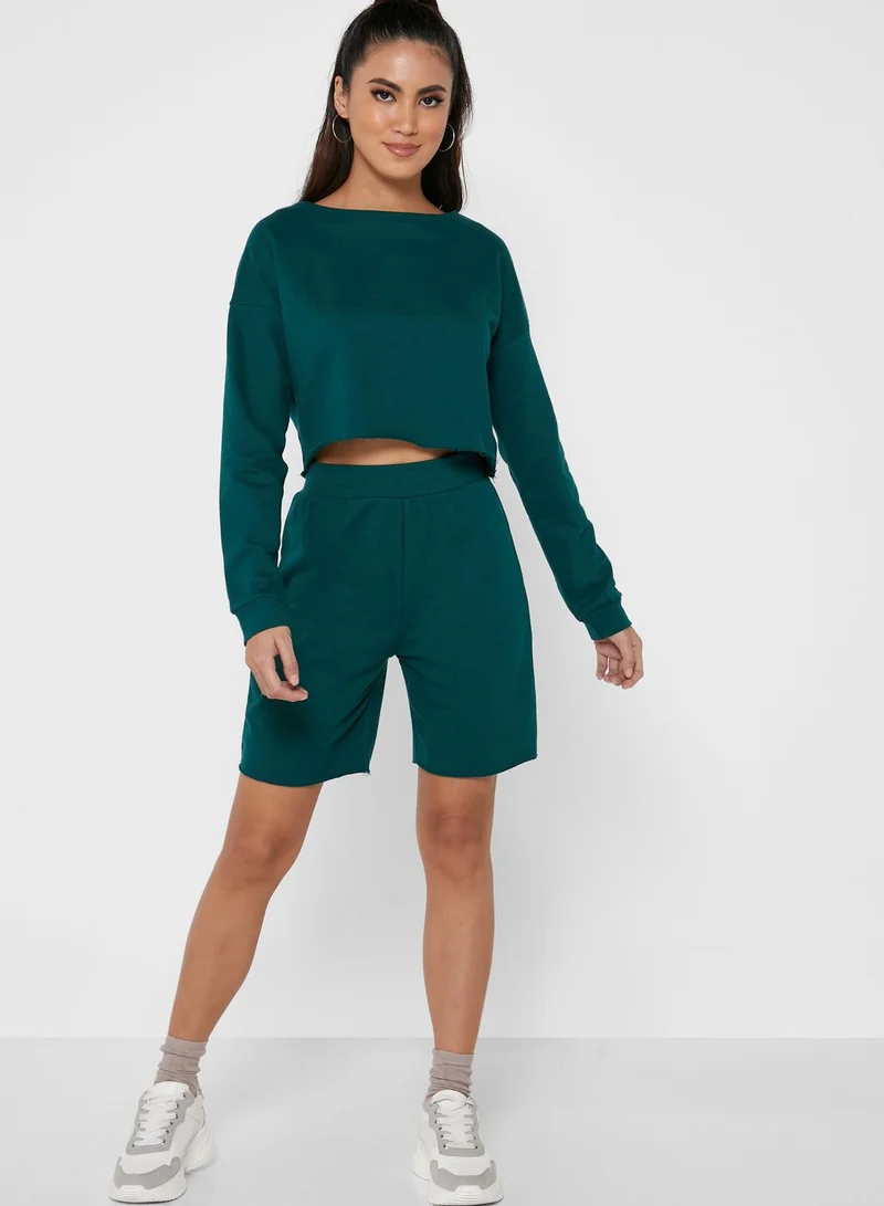 Ginger Basics Cropped Sweatshirt & Cycling Shorts Set