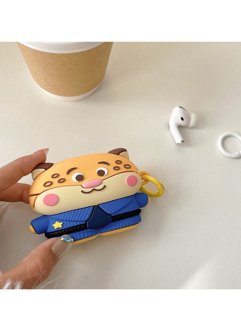 ICARLUS 3D Cartoon Cute Silicone Earbuds Cover for AirPods Pro 2nd Generation Case Compatible with Airpods Pro Case 2nd/1st Gen (2023/2022/2019) - Leopard Officer  - Image 3