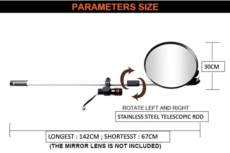 WYATT Under Vehicle Inspection Security Mirror With Stainless Steel Telescoping Rod With Caster Wheels polymer Lens - Image 3