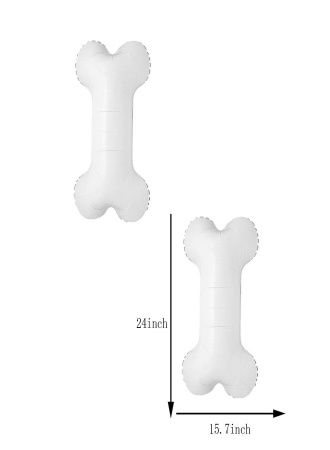 DYT 6 Pcs Dog Bone & Paw Print Foil Balloons, 30 Inch, White, Reusable, Pet Birthday Party Decoration Supplies - Image 2