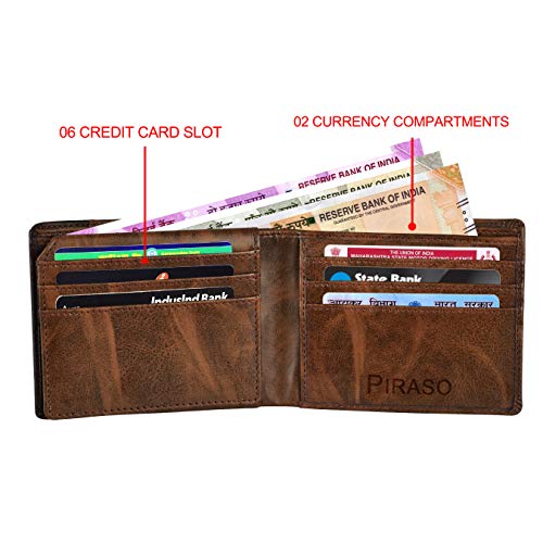PIRASO Men's Artificial Leather Wallet (Brown) - Image 5
