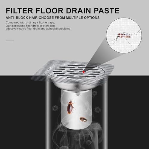 VIVNITS Drain Cover Disposable Shower Cover Hair Catcher Shower Drain Mesh Stickers, Bathroom, Laundry, Bathtub, Kitchen Shower Drain Floor Sink Strainer Filter Mesh by VIVNITS (10 Pcs Cover) - Image 5