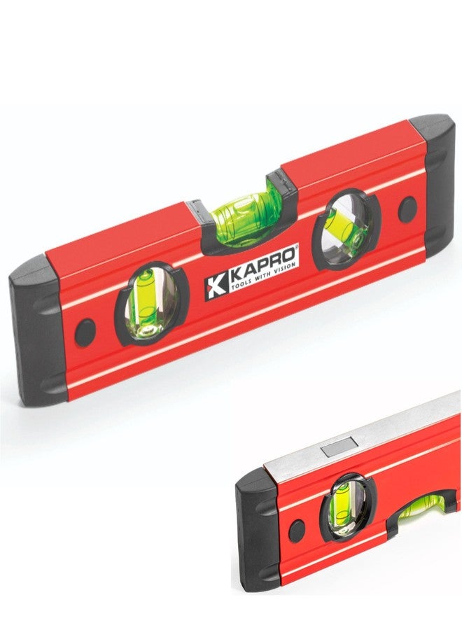 Kapro - 779T Magnetic Aluminum Torpedo Level - Features Shockproof Acrylic Vials, Rubber Endcaps, and Wall Grip - Magnetic - VPA Tested - 9” - Image 1