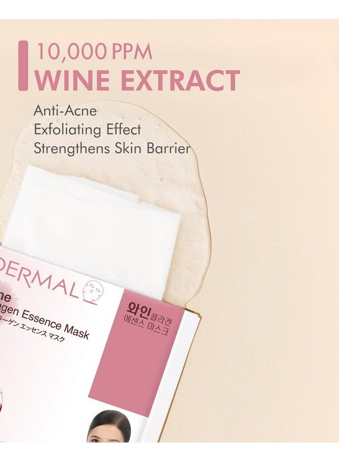 DERMAL Wine Collagen Essence Korean Facial Mask Sheet Pack Of 10 Hydrating & Revitalizing Tired Skin Elasticity Radiant Skin Hypoallergenic Skin Friendly Sheet - Image 3