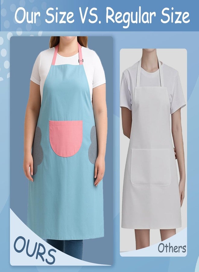 King Mills Plus Size Washable Kitchen Apron, with Pockets For Dishwashing, Cooking, Kitchen Use, Easy to Clean and Attached with Towel For Handwipe. - Image 2