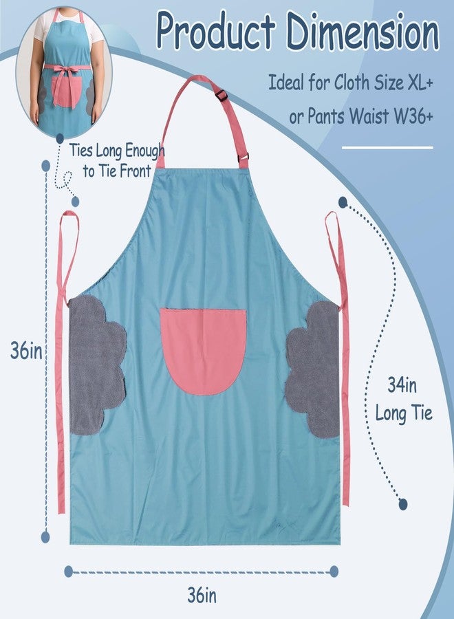 King Mills Plus Size Washable Kitchen Apron, with Pockets For Dishwashing, Cooking, Kitchen Use, Easy to Clean and Attached with Towel For Handwipe. - Image 3