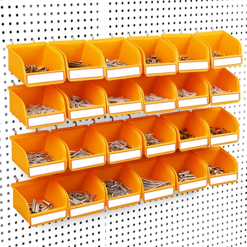 ELEAD Pegboard Bins Organizer Set 24Pack Durable Storage Tray for Screws Nuts Bolts Hardware Crafts Accessories Fits Standard Pegboards 24 Labels for Garage Workshop Craft Room - Image 1