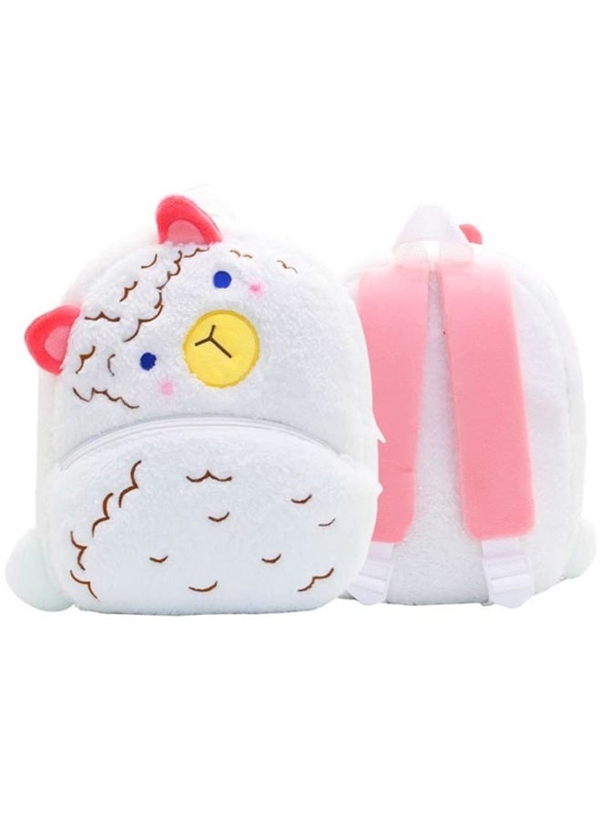 Toddler Backpack for Boys and Girls, Cute Soft Plush Animal Cartoon Mini Backpack Little For Kids 2-6 Years (Alpaca)  - Image 1